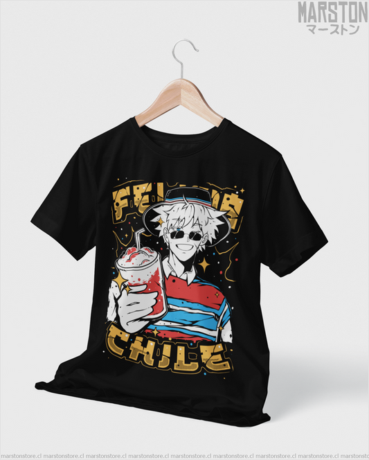 Polera negra de Satoru Gojo huaso para Fiestas Patrias de Chile