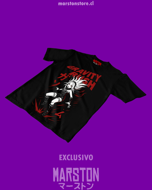 Polera negra con diseño de Gravity Rush