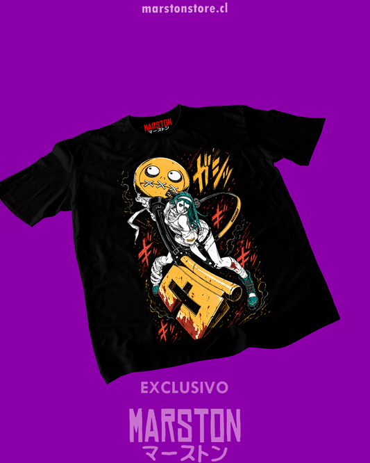 Polera negra Guilty Gear con diseño de A.B.A