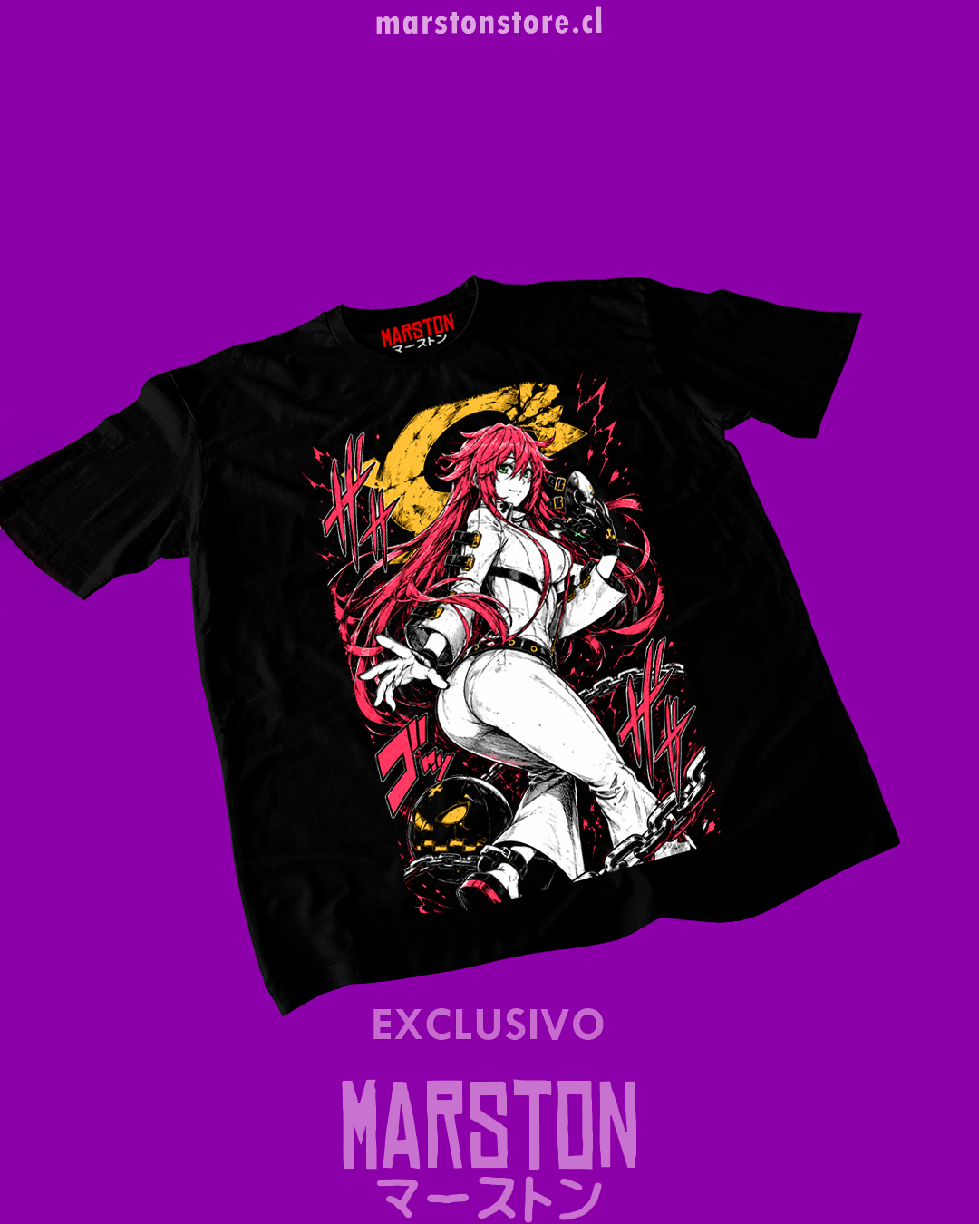 Polera negra Guilty Gear con diseño de Jack-O' Valentine