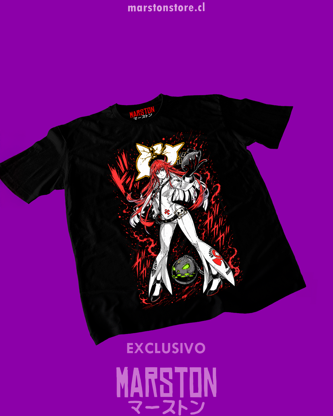 Polera negra Guilty Gear con diseño de Jack-O' Valentine