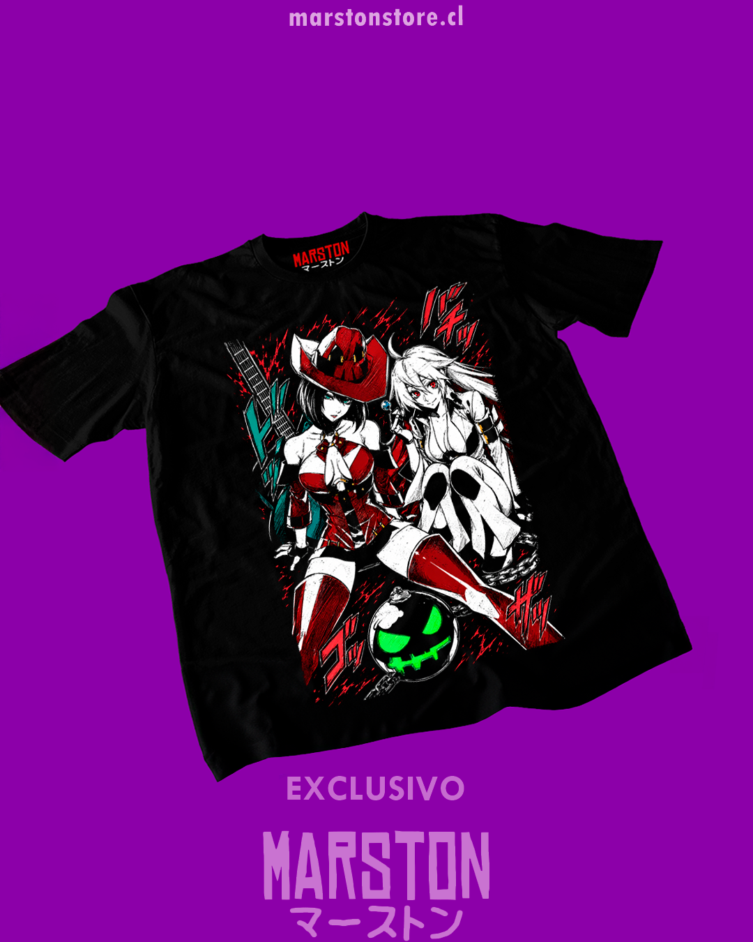 Polera negra con diseño de Guilty Gear