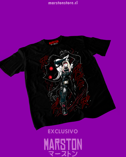 Polera negra Guilty Gear con diseño de Zato-1