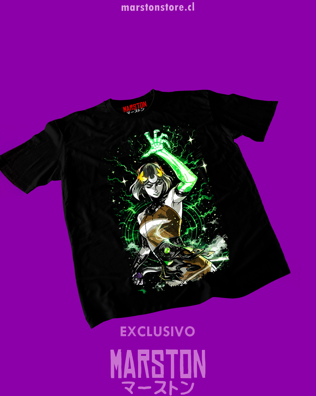 Polera negra Hades 2 con diseño de Melinoe