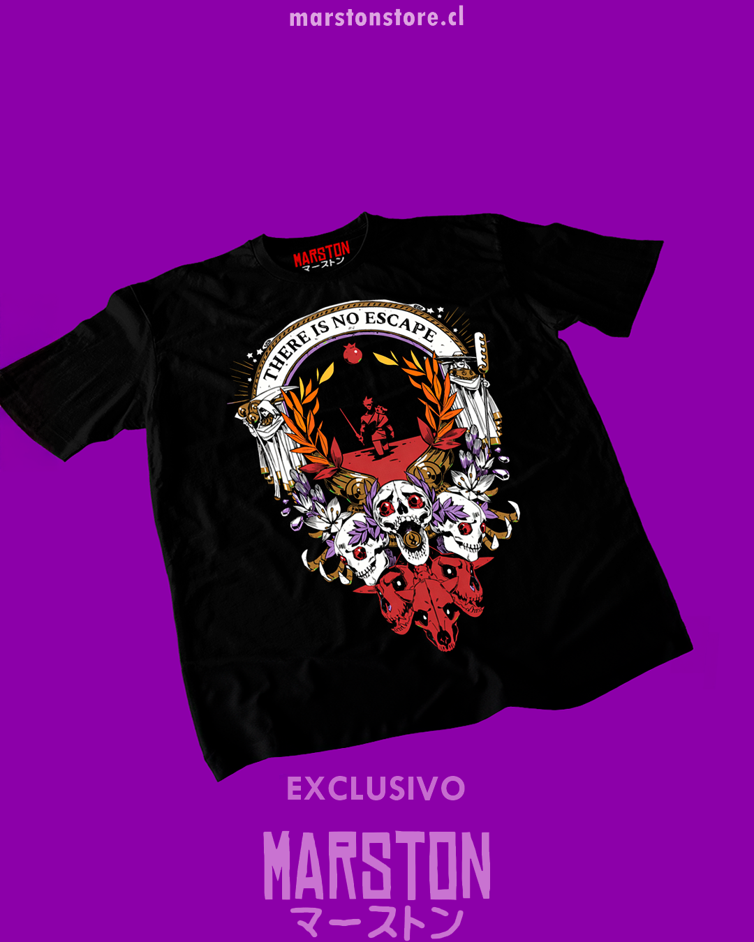 Polera negra con diseño de Hades
