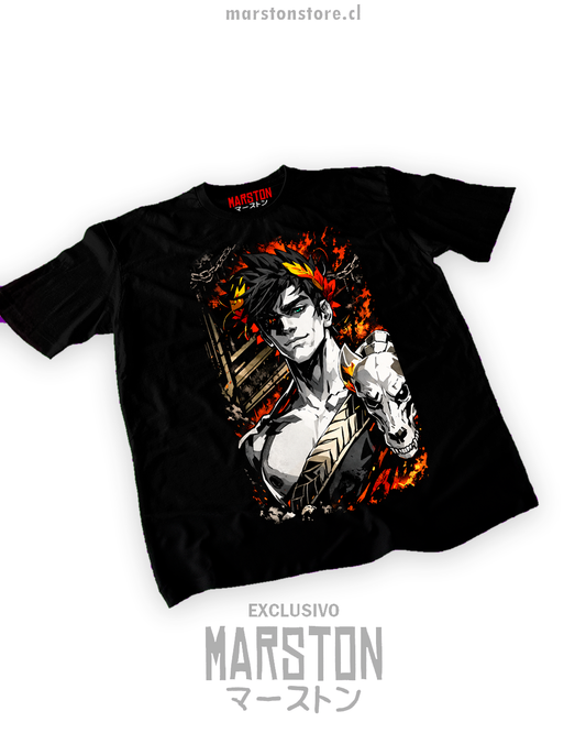 Polera negra Hades con diseño de Zagreo, Zagreus