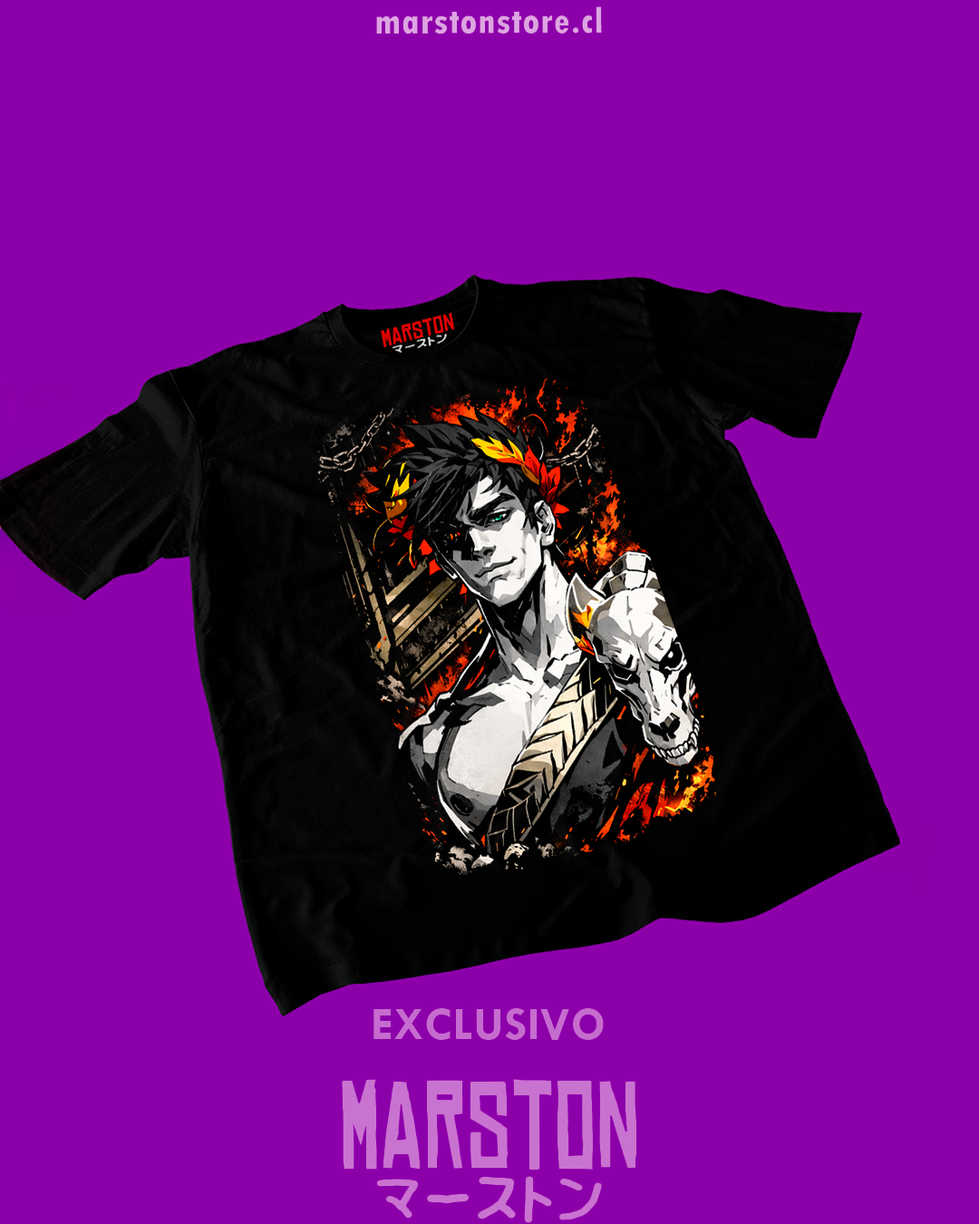 Polera negra Hades con diseño de Zagreo, Zagreus