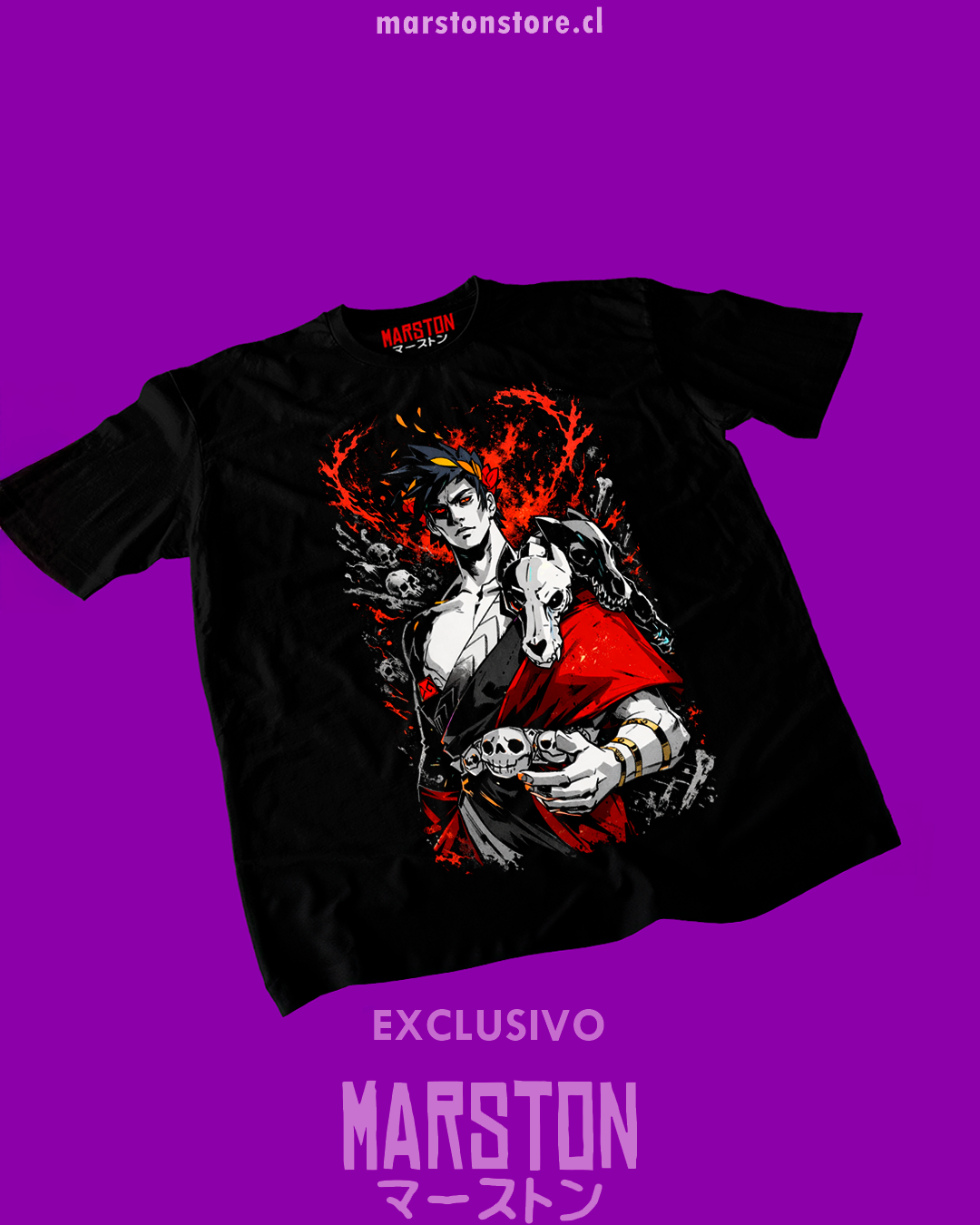 Polera negra Hades con diseño de Zagreo, Zagreus