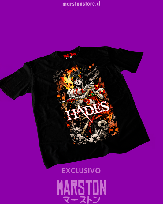 Polera negra Hades con diseño de Zagreo, Zagreus