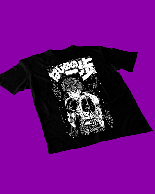 Polera negra Hajime no Ippo con diseño de Alexander Volg Zangief