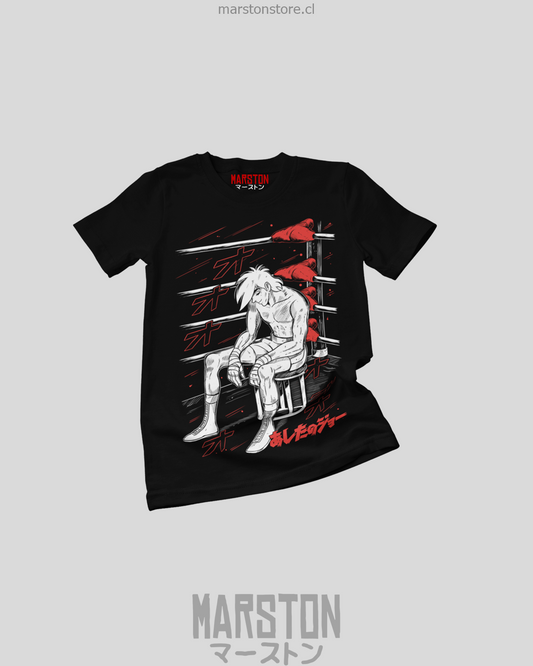 Polera negra Hajime no Ippo con diseño de Joe Yabuki