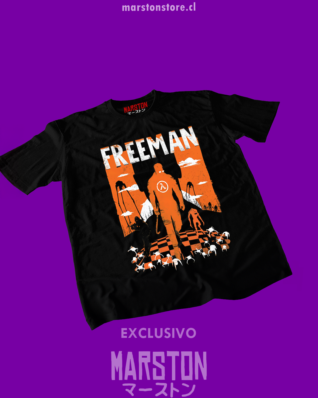 Polera negra con diseño de Half-Life