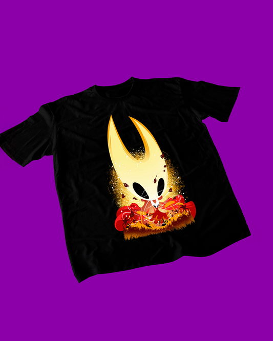 Polera negra Hollow Knight: Silksong con diseño de Hornet