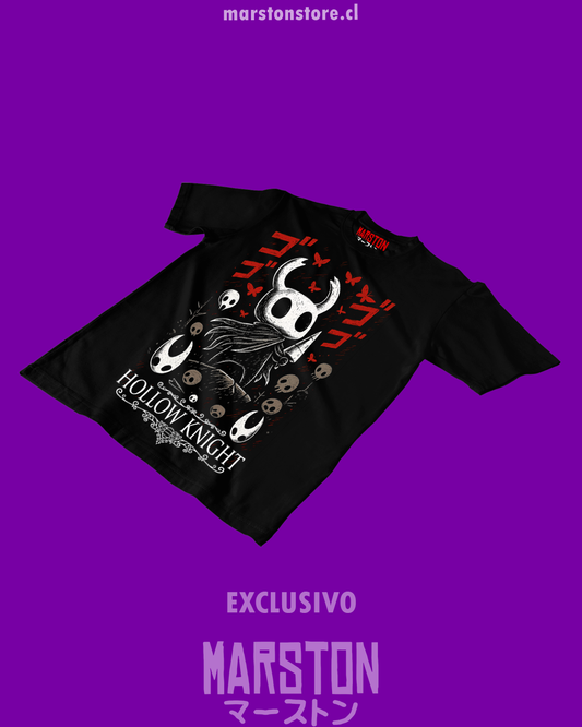 Polera negra Hollow Knight con diseño de The Knight