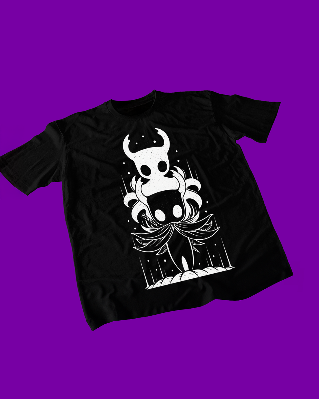 Polera negra Hollow Knight con diseño de The Knight