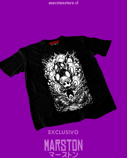 Polera negra Hollow Knight con diseño de The Knight