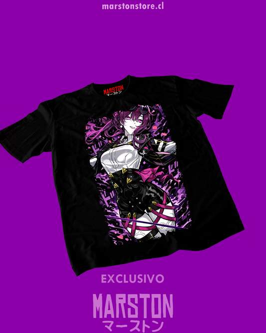 Polera negra Honkai: Star Rail con diseño de Kafka