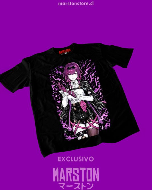 Polera negra Honkai: Star Rail con diseño de Kafka