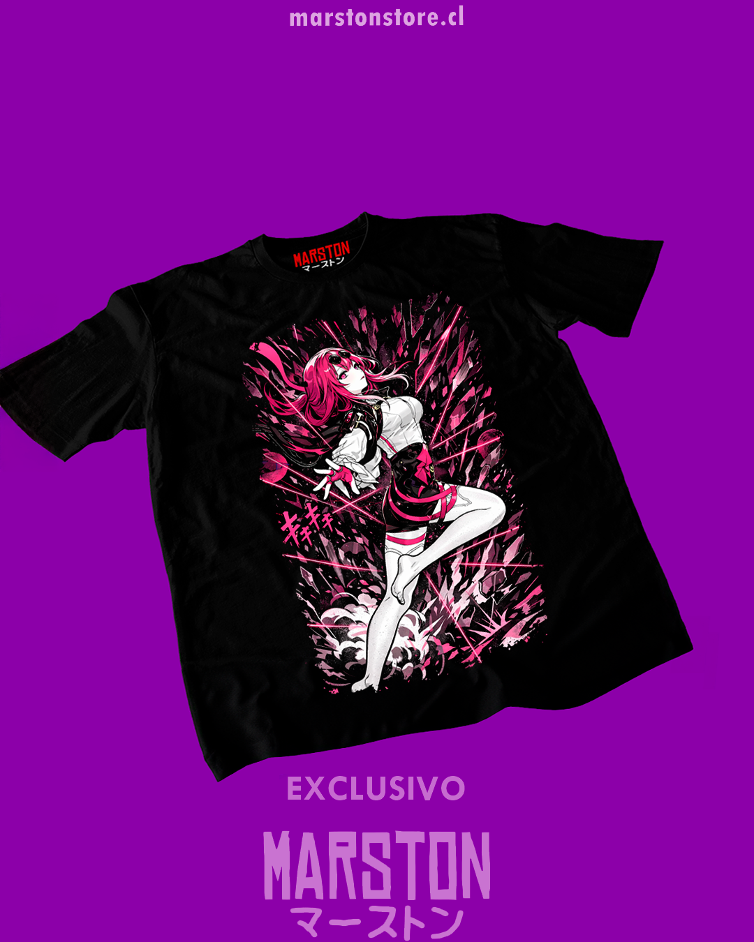 Polera negra Honkai: Star Rail con diseño de Kafka