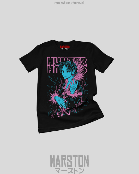 Polera negra Hunter x Hunter con diseño de Chrollo Lucilfer