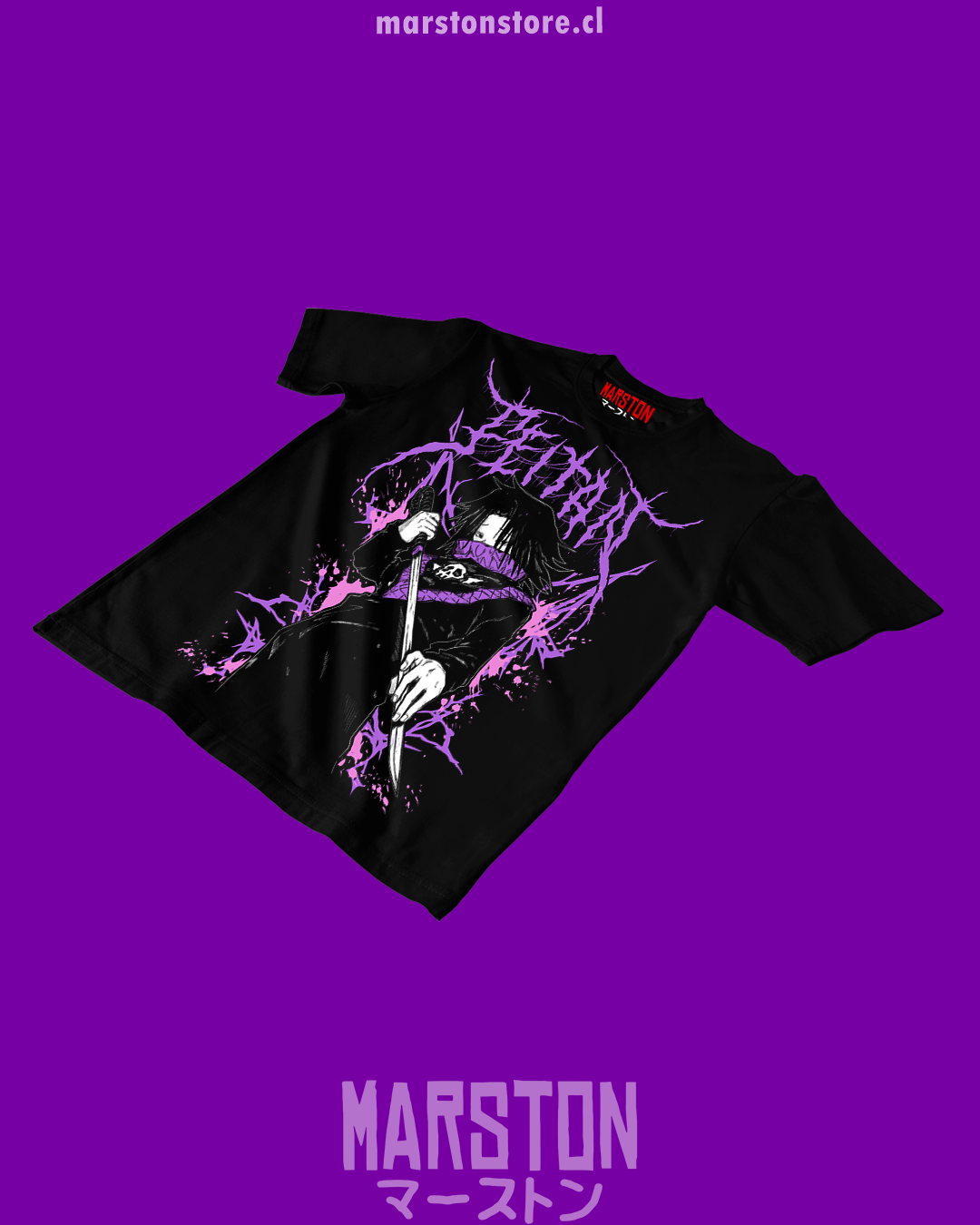Polera negra Hunter x Hunter con diseño de Feitan Portor