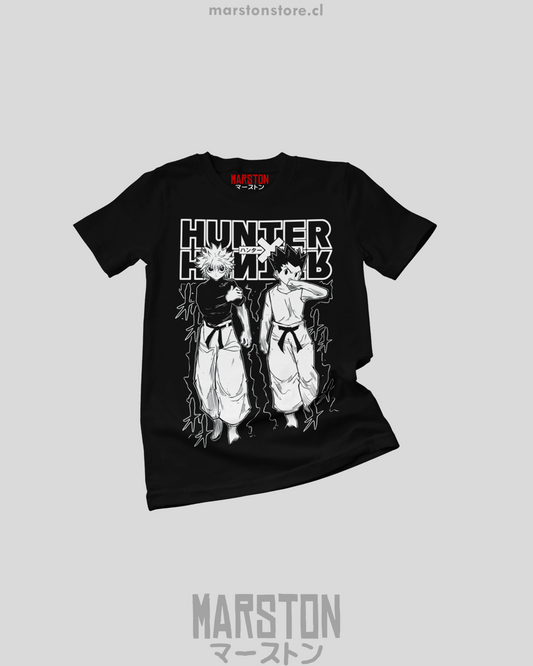 Polera negra Hunter x Hunter con Gon Freecss y Killua Zoldyck
