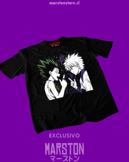 Polera negra Hunter x Hunter con Gon Freecss y Killua Zoldyck
