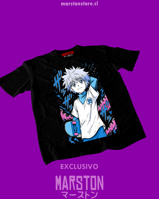 Polera negra Hunter x Hunter con Gon Freecss y Killua Zoldyck