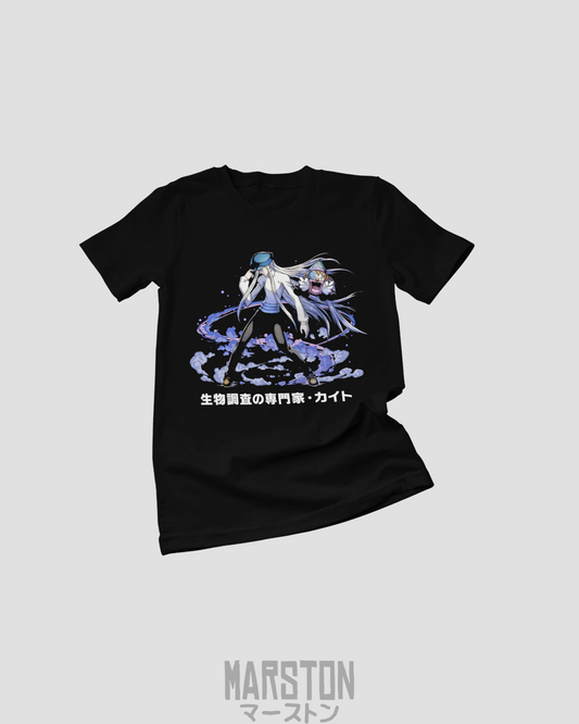 Polera negra Hunter x Hunter con diseño de Kite