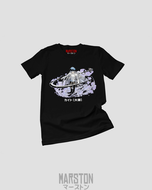 Polera negra Hunter x Hunter con diseño de Kite