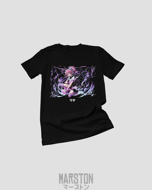 Polera negra Hunter x Hunter con diseño de Machi Komachine