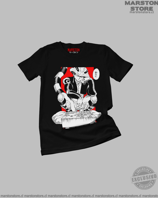 Polera negra Hunter x Hunter con diseño de Meruem