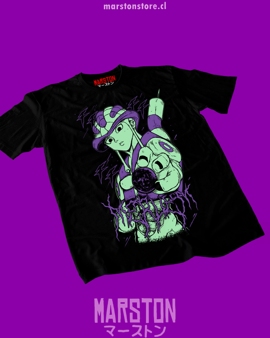 Polera negra Hunter x Hunter con diseño de Meruem