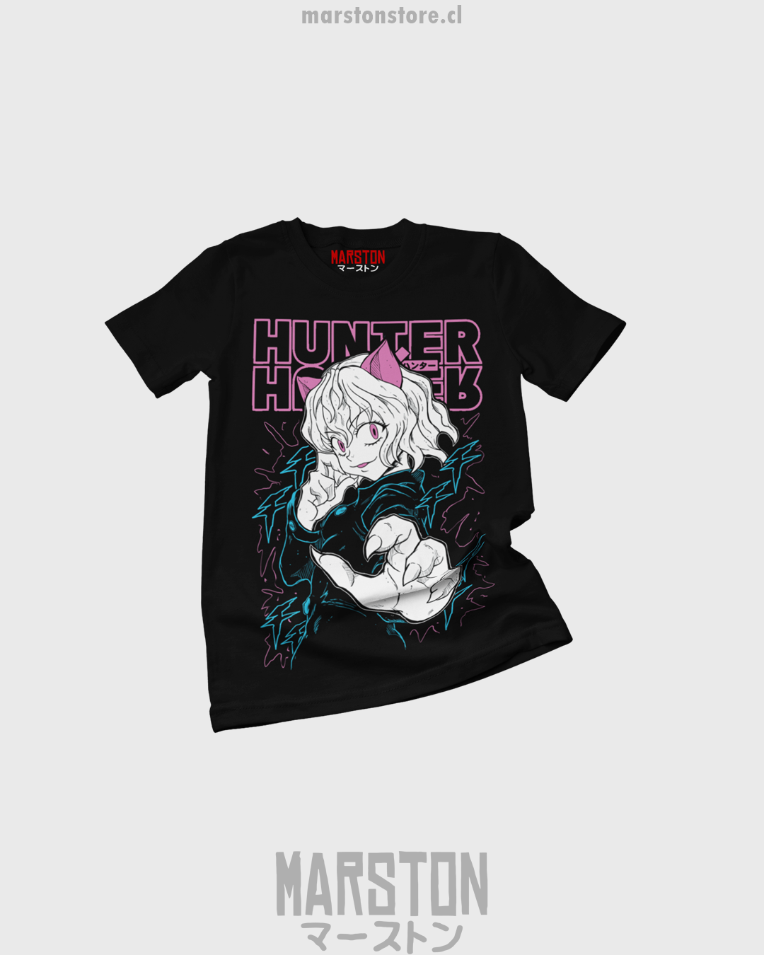 Polera negra Hunter x Hunter con diseño v1 de Neferpitou