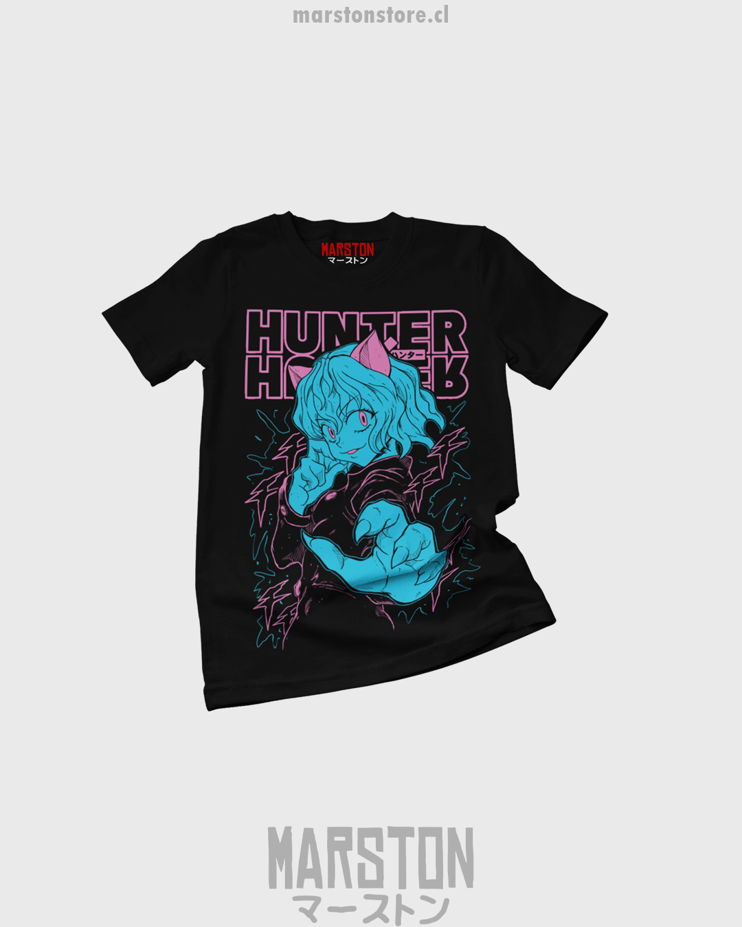 Polera negra Hunter x Hunter con diseño v2 de Neferpitou
