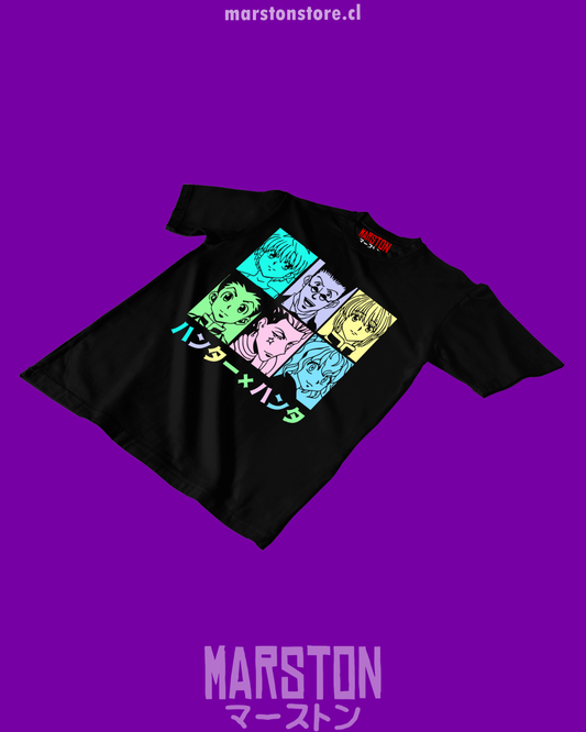 Polera negra con diseño de Hunter x Hunter