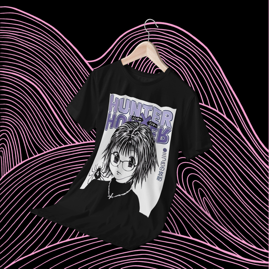 Polera negra Hunter x Hunter con diseño de Shizuku Murasaki