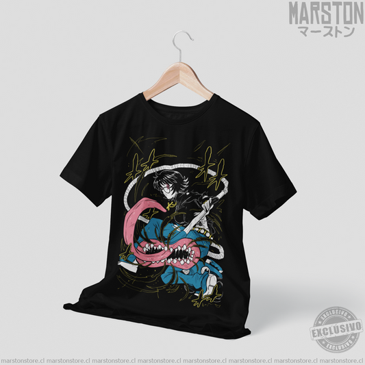 Polera negra Hunter x Hunter con diseño de Shizuku Murasaki