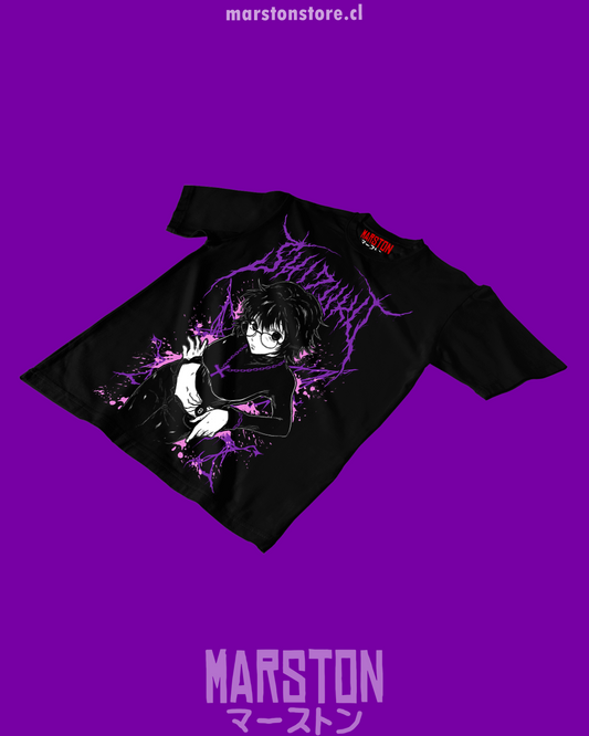 Polera negra Hunter x Hunter con diseño de Shizuku Murasaki