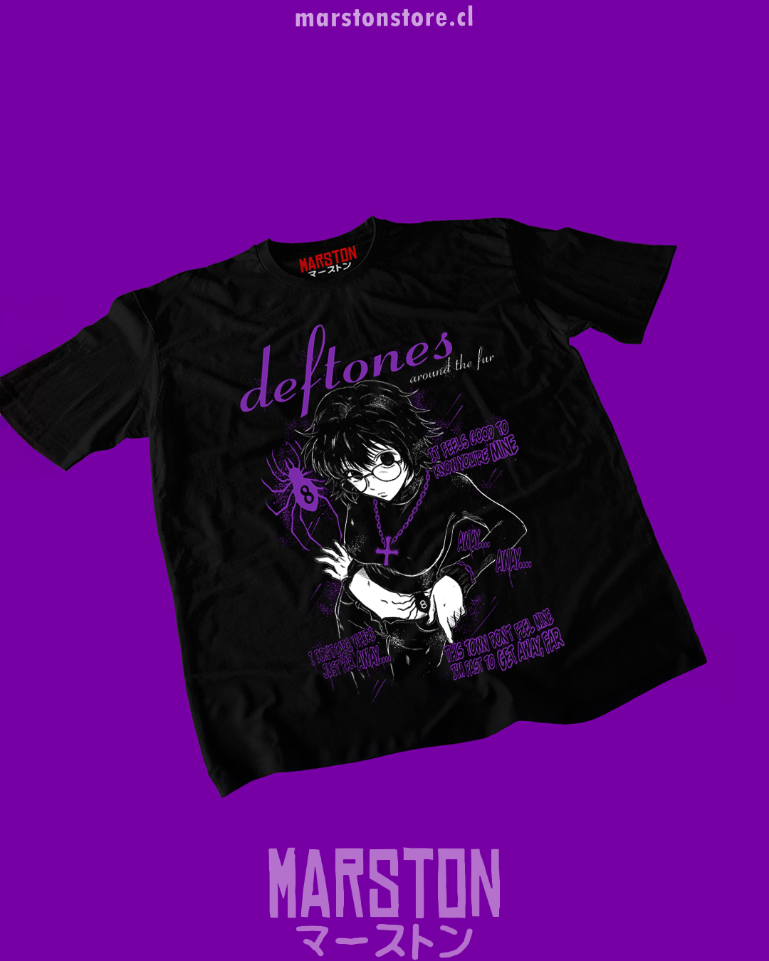 Polera negra Hunter x Hunter con diseño de Shizuku Murasaki