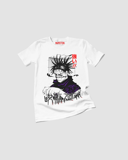 Polera blanca Jujutsu Kaisen con diseño de Choso