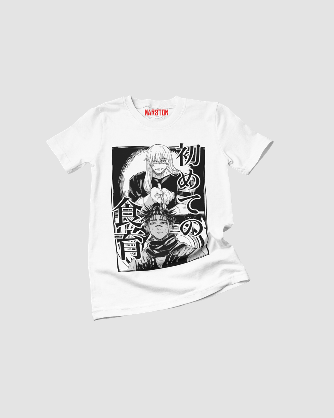 Polera blanca Jujutsu Kaisen con Choso y Mahito