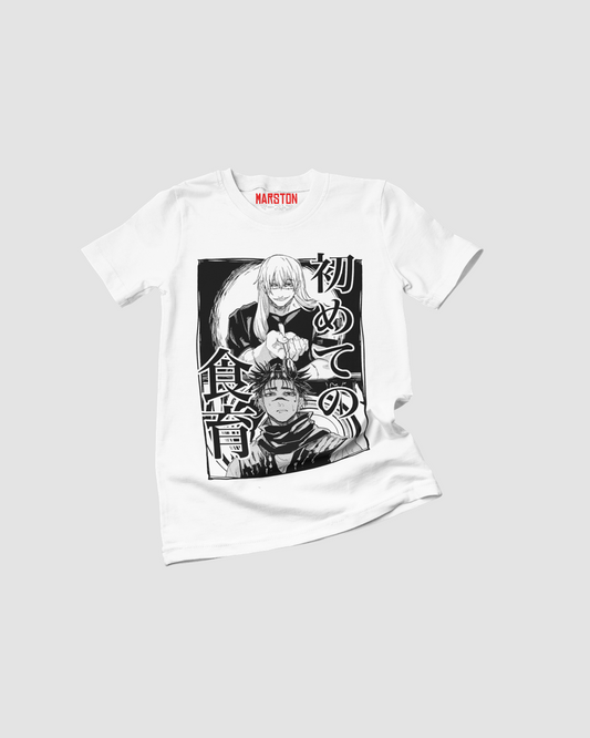 Polera blanca Jujutsu Kaisen con Choso y Mahito