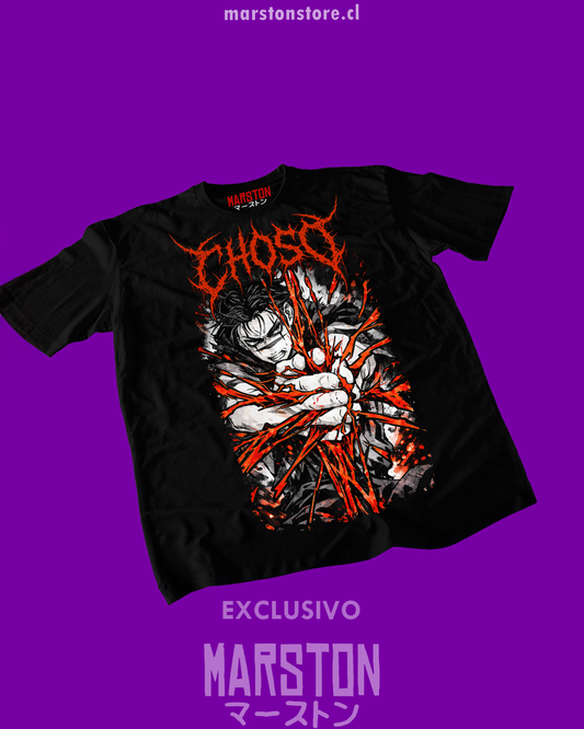 Polera negra Jujutsu Kaisen con diseño de Choso