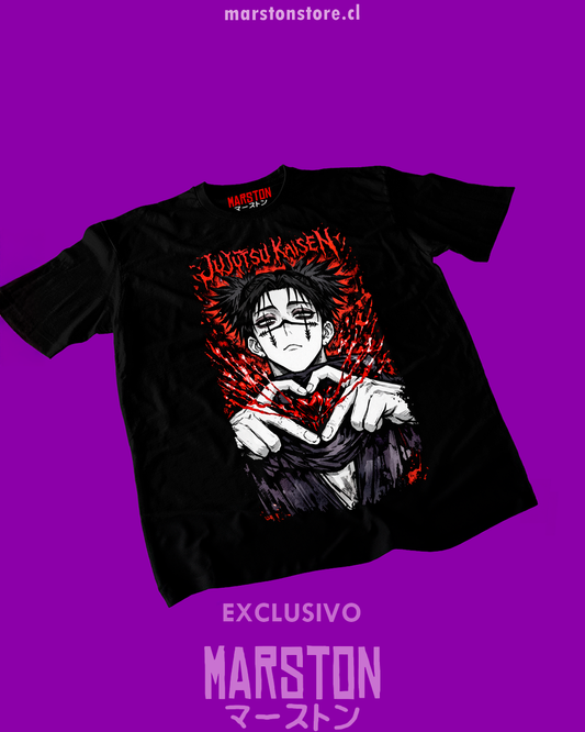 Polera negra Jujutsu Kaisen con diseño de Choso