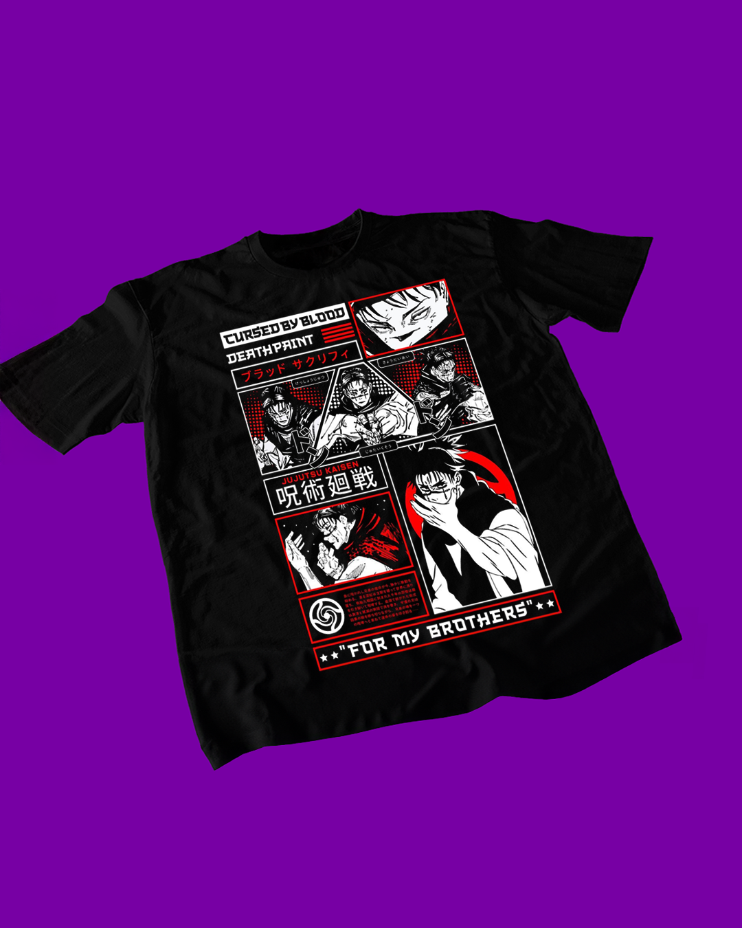 Polera negra Jujutsu Kaisen con diseño de Choso