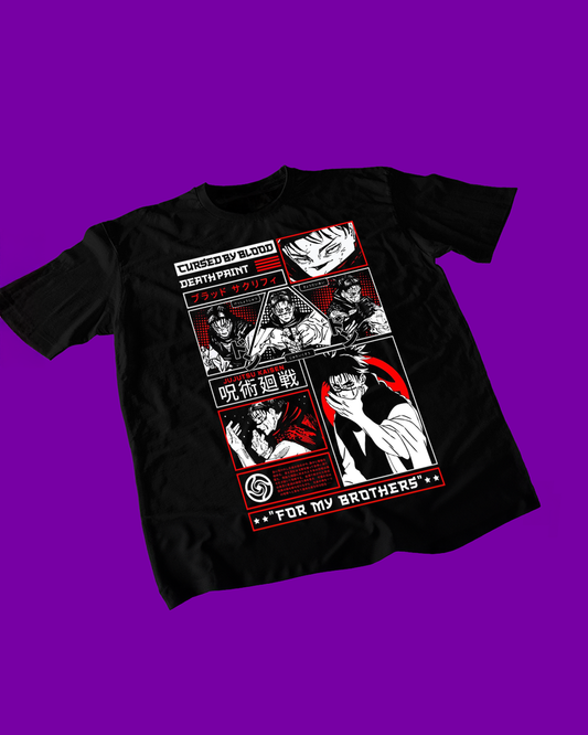 Polera negra Jujutsu Kaisen con diseño de Choso