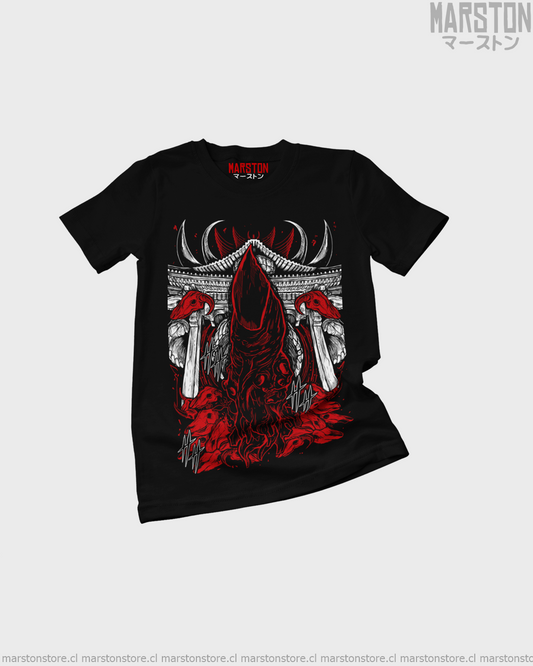 Polera negra Jujutsu Kaisen con diseño del dedo de Ryomen Sukuna