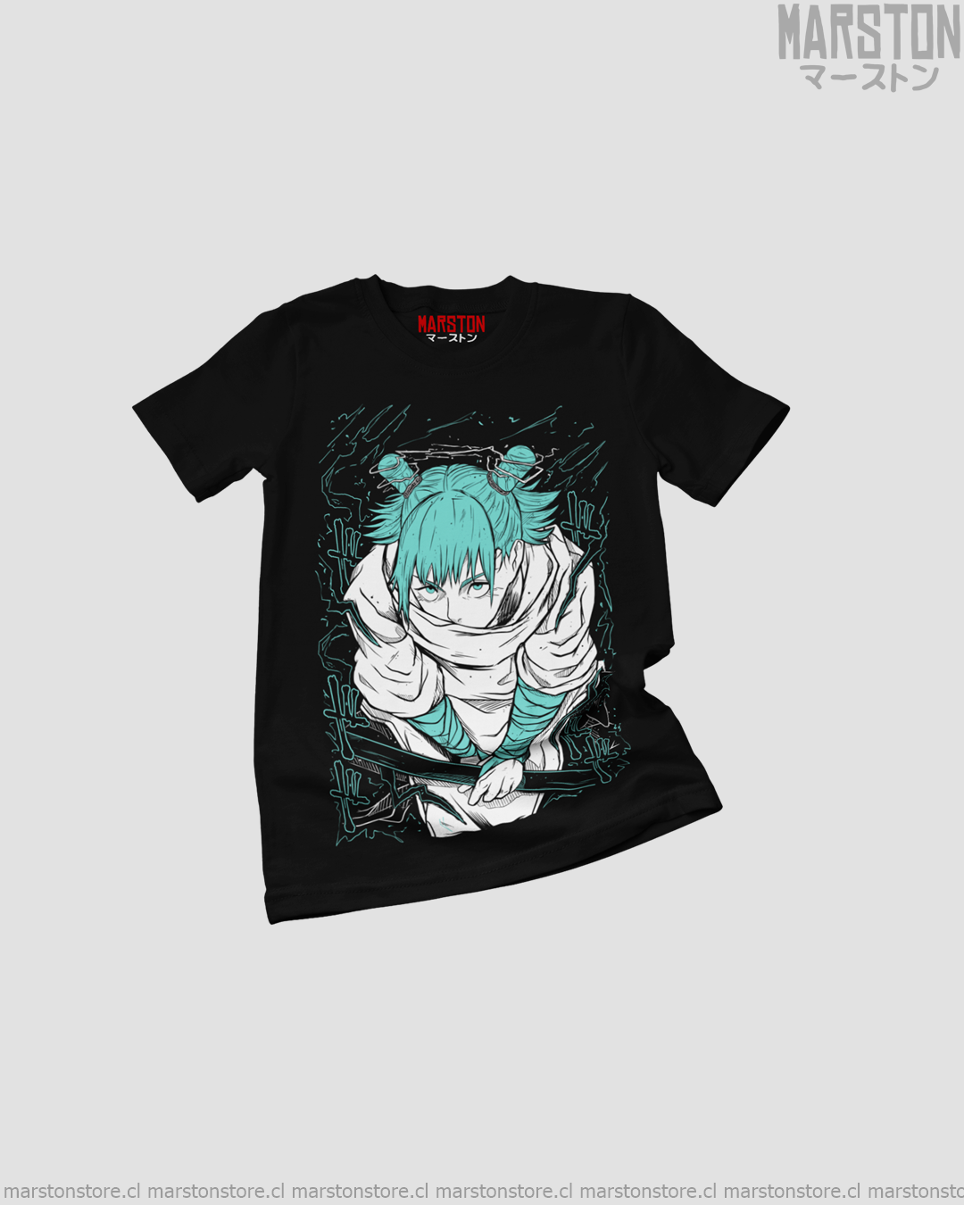 Polera negra Jujutsu Kaisen con diseño de Hajime Kashimo