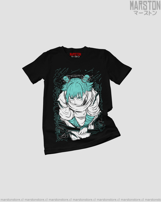 Polera negra Jujutsu Kaisen con diseño de Hajime Kashimo
